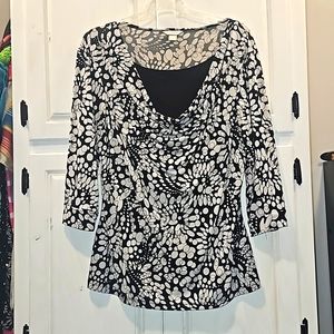 Black and white Christopher Banks cowl neck blouse XL